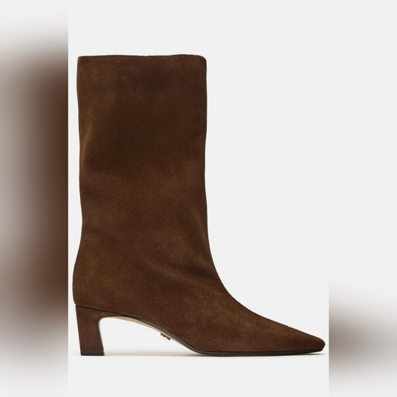 Zara Heeled Suede Mid-Calf Boots (size 7) - Picture 4 of 7